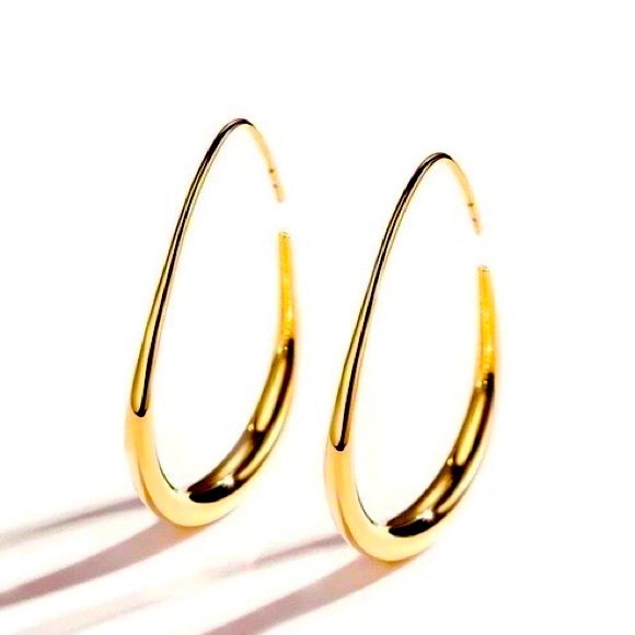 Anthropologie Jewelry - 🍋2/$30 New Gold Minimalist Crescent Hoop Earrings